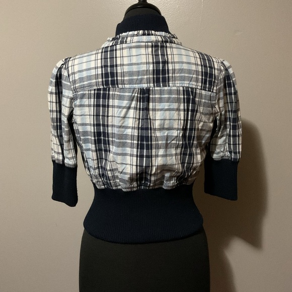 Plaid Button-Up Women's Top - Picture 2 of 3